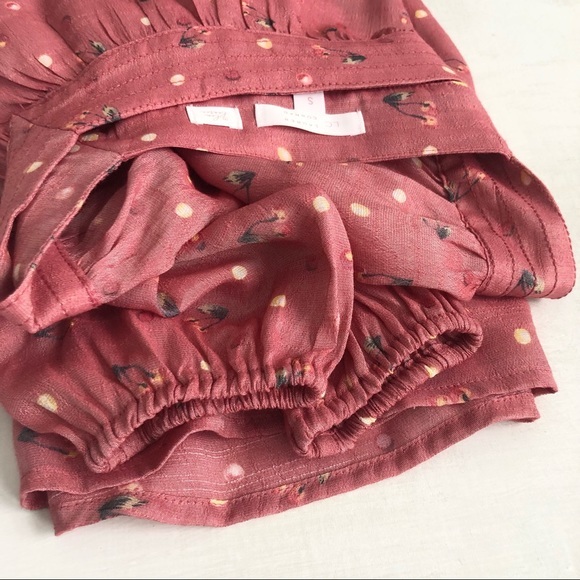 [Lauren Conrad] Cherry Print Square Neck Balloon Pleat Detail Sleeve Top - Picture 6 of 10